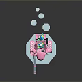 Pink Game Character Riding Mechanical Robot With Cannon Wheel And Platform Base 3d model