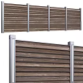 Modern Wooden Slatted Fence With Metal Posts Outdoor Structure Design