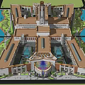Spacious Office Building Complex With Central Courtyard Water Features And Green Spaces
