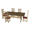 Classic Wooden Dining Table and Chairs Set with Padded Seats and Sturdy Structure