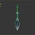 Unique Iridescent Metallic Sword Featuring Decorative Hilt And Sharp Blade Design