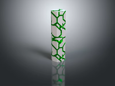 Modern Decorative White Column With Green Hexagonal Pattern And Dark Background 3d model