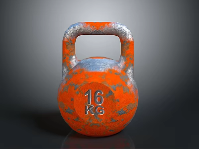 Distressed Orange And Silver 16 Kg Kettlebell For Strength Training Fitness Equipment 3d model