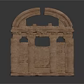 Ancient Stone Brick Building Structure With Archway And Historical Details