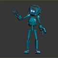 Blue Robot Character With Glowing Eyes And Mechanical Limbs Design 3d model