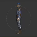 3D Character Wearing Blue Utility Suit And Hat In Standing Pose 3d model