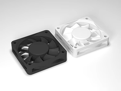 Square Black And White Computer Cooling Fans Design For PC Systems 3d model