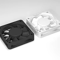 Square Black And White Computer Cooling Fans Design For PC Systems 3d model