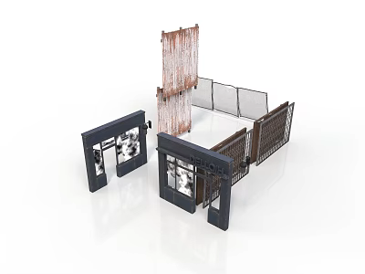 Modern Interior Room Divider With Wooden Slats And Metal Frame Design 3d model