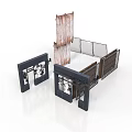 Modern Interior Room Divider With Wooden Slats And Metal Frame Design