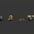 Collection of Various Miniature Models Including Lifebuoy Drone Boat Giraffe Lantern and Small House