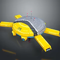 Yellow And Gray Circular Spacecraft With Yellow Supports Red Antennas Number 05 For Space Exploration