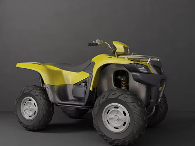 Yellow ATV Motorcycle With Large Tires Black Accents Front Guard Off Road Design 3d model Yellow ATV Motorcycle With Large Tires Black Accents Front Guard Off Road Design 3d model