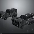 Two Heavy Duty Military Transport Trucks With Camouflage Design And Large Cargo Tanks 3D Rendering