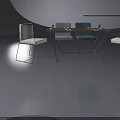 Modern Dark Wood Dining Table With Multi Colored Chairs And White Coasters 3d model