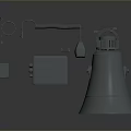 Gray Horn Speaker System With Control Box And Connecting Cable