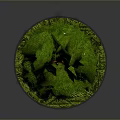 Conical Green Plant With Round Base And Grass Like Decoration On Gray Background