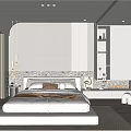 Modern Bedroom Interior With Elegant Headboard Soft Pillows And Plush Area Rug