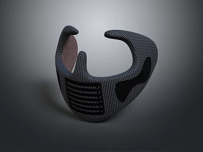 Black Protective Face Guard With Mesh Texture And Ergonomic Design Structure 3d model