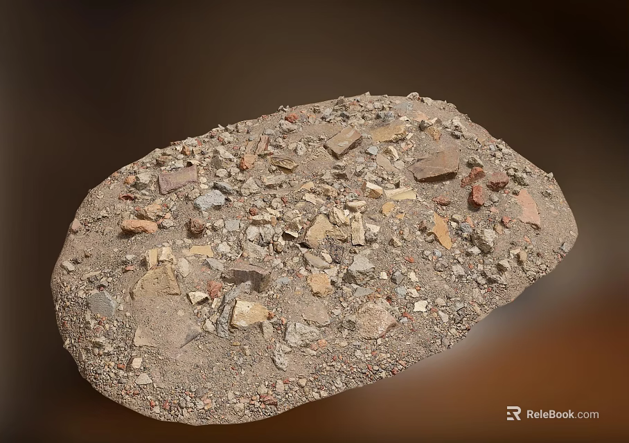 Textured Construction Component With Gravel Soil And Small Stones 3d model