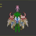 Fantasy Character Design With Red Black Armor Winged Jester Elements And Detailed Decorations
