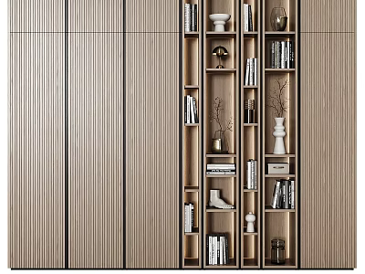 Stylish Modern Wooden Bookcase with Open Compartments for Books Decorative Items and Storage 3d model