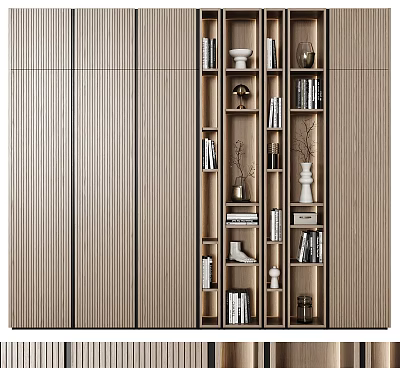 Stylish Modern Wooden Bookcase with Open Compartments for Books Decorative Items and Storage 3d model