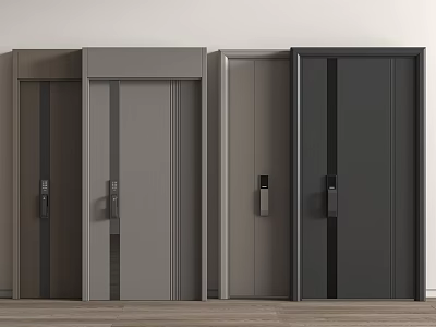 Modern Interior Doors In Various Colors With Sleek Design And Metal Handles 3d model