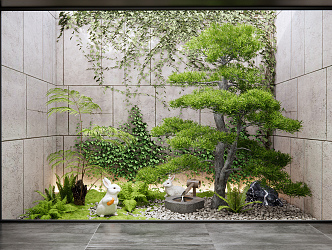 Modern landscape sketch atrium indoor plant landscaping 3d model