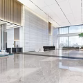 Modern Lobby Reception Desk Interior With Marble Floor Green Wall And Large Windows