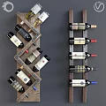 Wooden Wine Rack Display With Various Neatly Arranged Wine Bottles And Labels