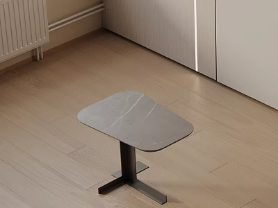 Modern Side Table Design With Marble Top And Metal Base On Wooden Floor 3d model