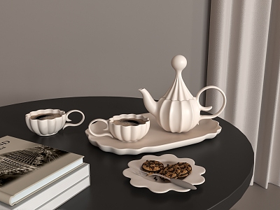 Tea Set Teapot Teacup Cookies 3d model