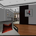 Living Dining Room Interior Design With Sofa Throw Pillows Coffee Table Dining Set Wooden Flooring