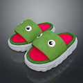 Comfortable Green Frog Design Slippers with White Soles and Red Inner Lining