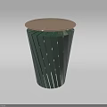Stylish Contemporary Green Side Table with Vertical Striped Design and Gold Round Top