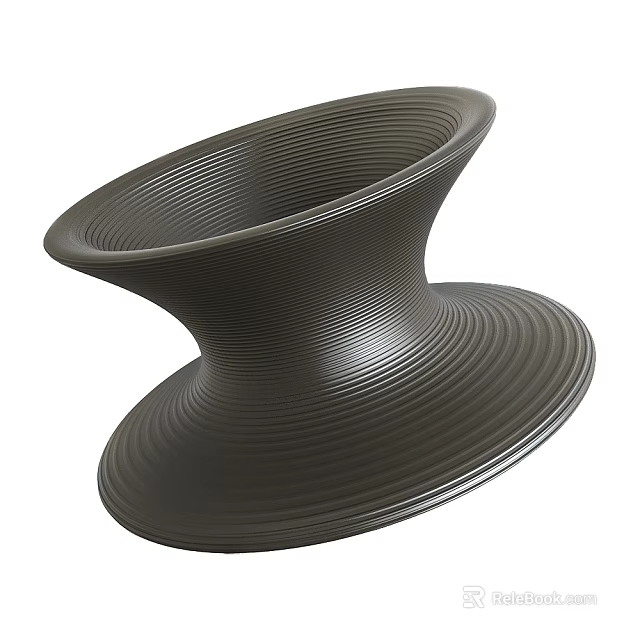 Shower Sauna Grey Ribbed Ceramic Stone Container With Modern Functional Design 3d model 