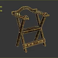 Vintage Traditional Wooden Chair With Crossed Legs Ornate Carved Armrests Red Accents