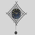 Two Decorative Wall Clocks With Dark Dial Metal Lattice Diamond Frame And Pendulum 3d model