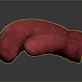 Red Leather Boxing Glove With White Laces On Dark Background