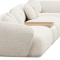 Modern Plush L shaped Sectional Sofa with Soft Fabric Cushions and Wooden Tray