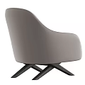 Modern Gray Fabric Single Sofa With Textured Pillow And Cross Wooden Legs
