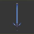 Blue Glowing Fantasy Sword Weapon With Decorative Hilt And Sharp Blade 3d model