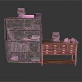 Old Wooden Bookshelf With Spider Webs And Stacked Books Next To Drawer Cabinet
