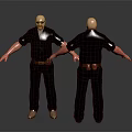 Two Bald Male Characters 3D Design With Red Arms Black Shirt Front Back View