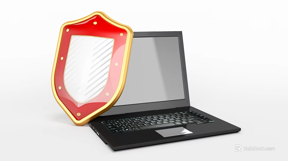 Business Equipment Laptop With Protective Security Shield For Data Protection 3d model 