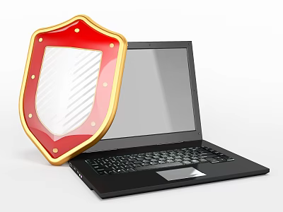 Business Equipment Laptop With Protective Security Shield For Data Protection 3d model