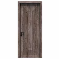Simple Wooden Interior Door With Natural Wood Grain And Black Handle Design
