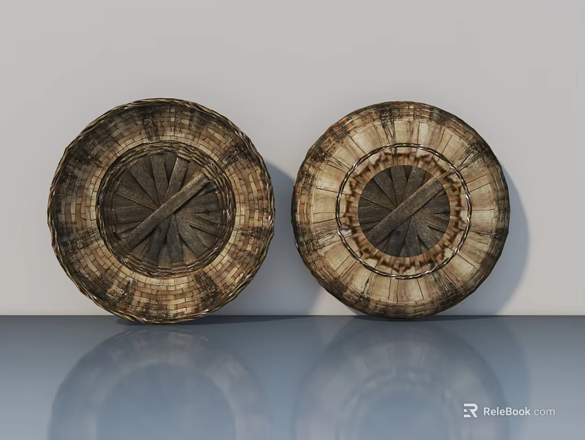 Wooden Swing Door With Circular Decorative Texture And Smooth Surface Design 3d model 