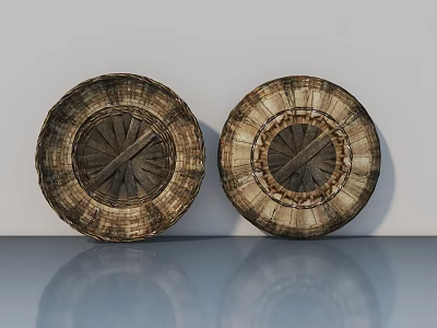 Wooden Swing Door With Circular Decorative Texture And Smooth Surface Design 3d model